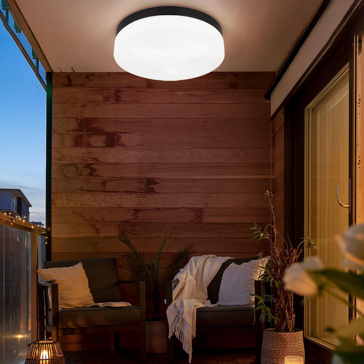 LED DECKENLEUCHTE Alu Glas Schwarz - Schwarz, Glas (30/30/6.5cm) - Globo Lighting