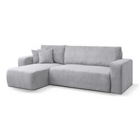 ECKSOFA LUNA mit Schlaffunktion und Bettkasten Cord-Stofff (Hellgrau) - Hellgrau, Textil (244/142cm) - VENASI MÖBEL