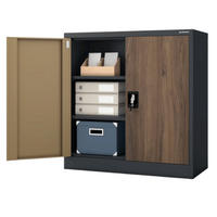 AKTENSCHRANK abschließbar KADO mit Flügeltüren 93x90x40cm Anthrazit-Nussbaum - Anthrazit, Metall (90/93/40cm) - DELUKE