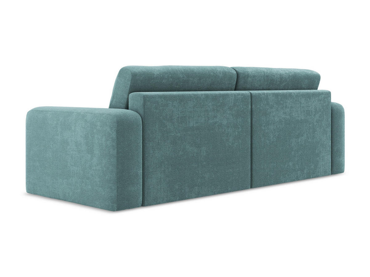 3-SITZER SOFA mit Schlaffunktion Chenille Stoff Blau - Blau/Beige, Kunststoff/Textil (244/79/102cm) - Makamii