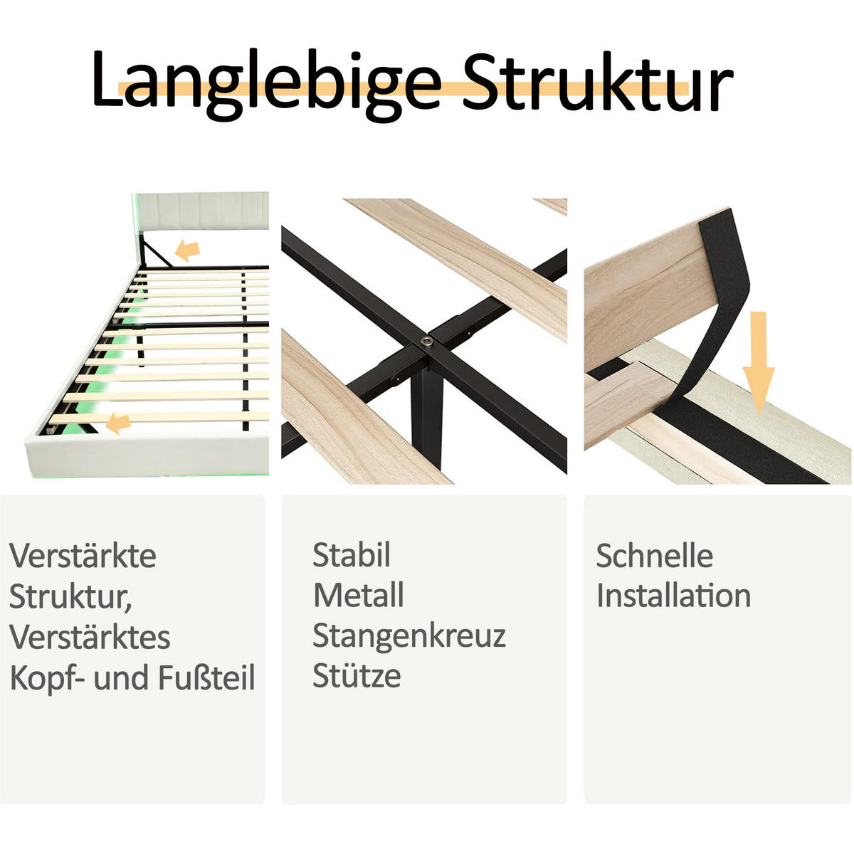 POLSTERBETT 160/200 cm in Beige Leinen mit LED, USB und Stauraum - Beige, Holzwerkstoff/Textil (160/200cm) - WISHDOR