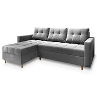 ROHOVÁ SEDAČKA MILO světle šedá - světle šedá/hnědá, dřevo/textil (220/140cm) - MASSENO