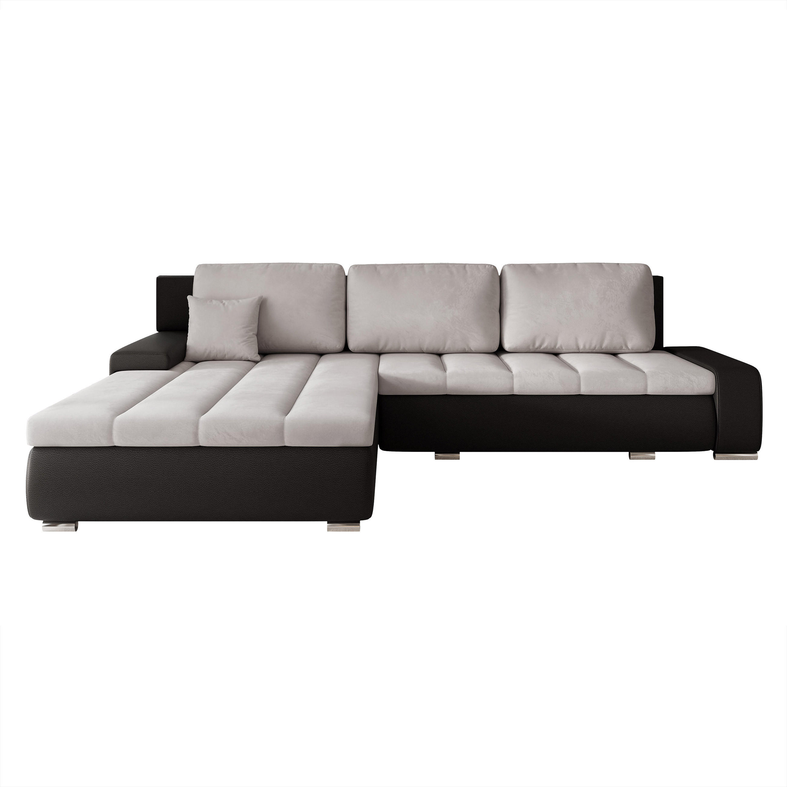 ECKSOFA VELANO mit Schlaffunktion und Bettkasten Schwarz/Hellgrau - Hellgrau, Holzwerkstoff/Kunststoff (250/90cm) - Idohome