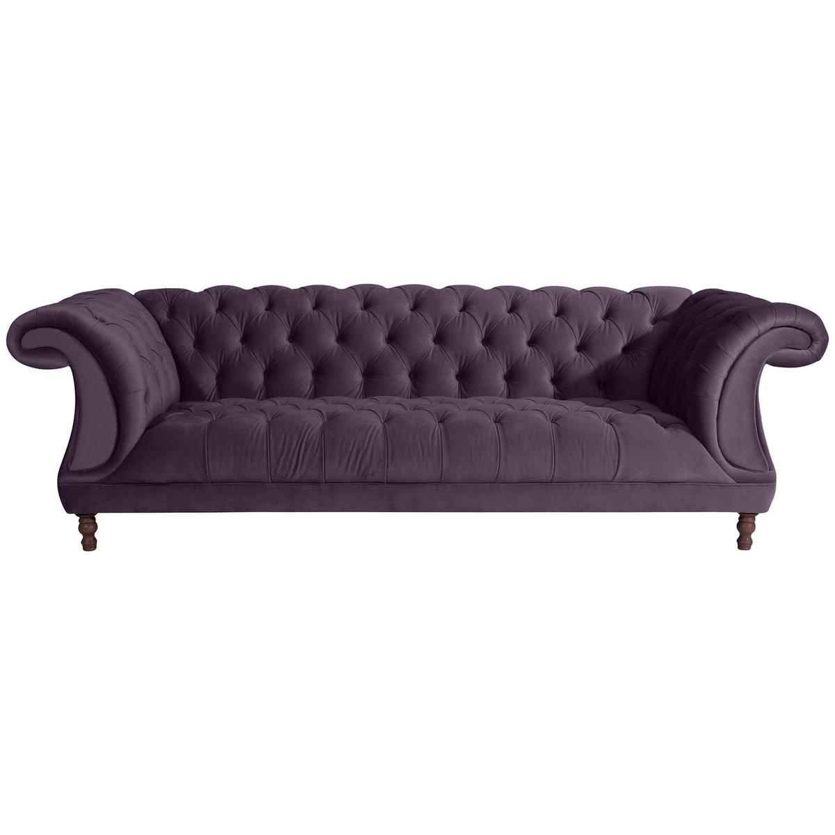 CHESTERFIELD Sofa 3-Sitzer Kaylin Samtvelours purple - Lila, Kunststoff (253/80/100cm) - 58aufmkessel