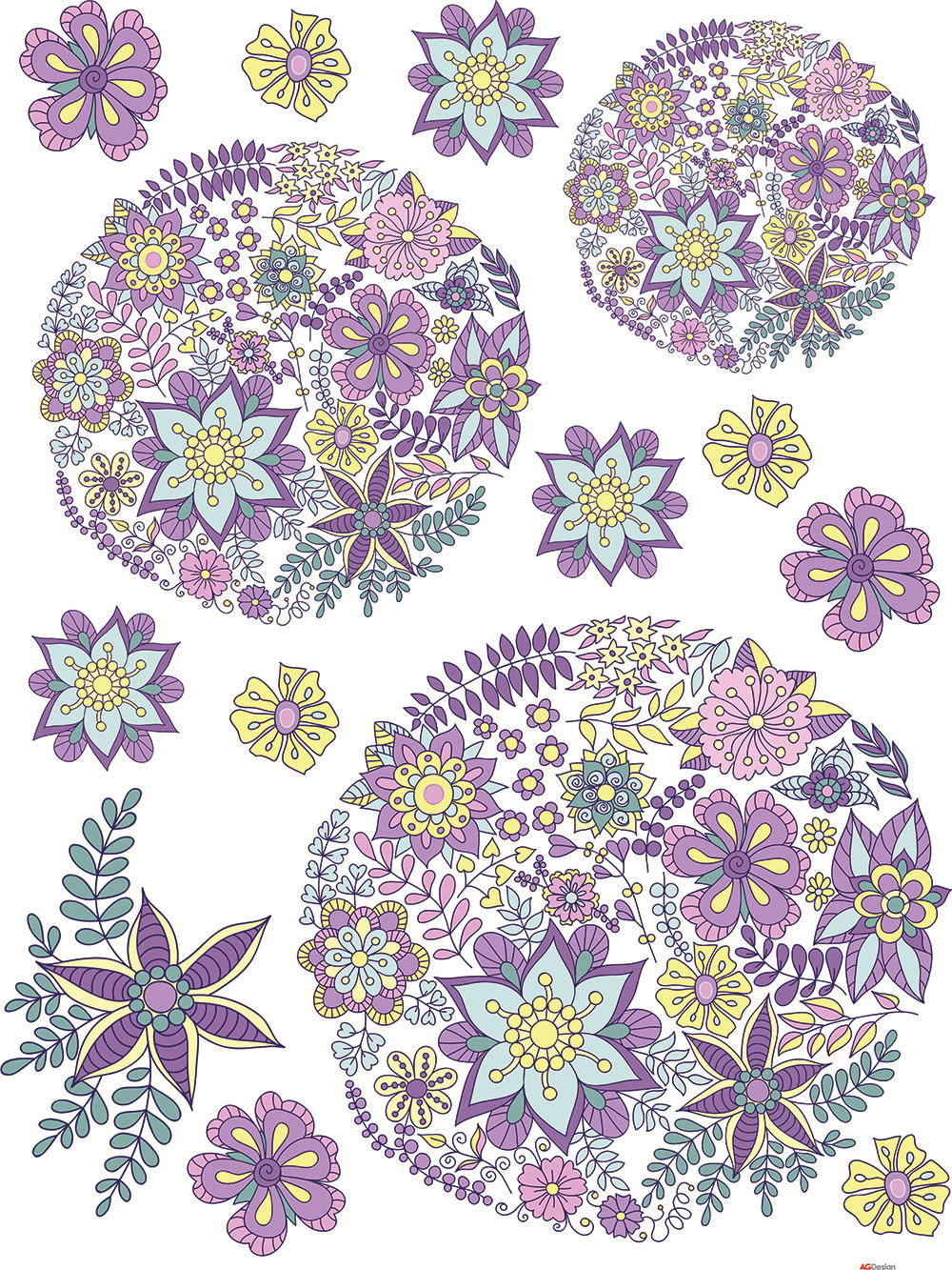 WANDTATTOO Blumen 85 x 65 cm - Lila, Papier (85/65/65cm) - Sanders & Sanders