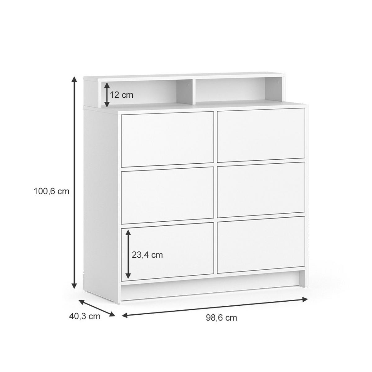 KOMMODE Naara Weiß 98.6 x 100.6 cm - Weiß, Holzwerkstoff (40.3/100.6/98.6cm) - Vicco
