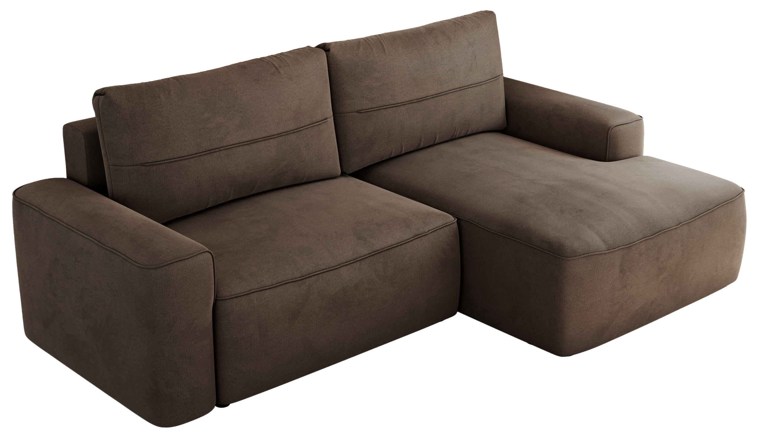 ECKSOFA BELLUNO L Braun Velvet - Rechts - Schwarz/Braun, Textil (233/144cm) - MKS