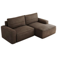 ECKSOFA BELLUNO L Braun Velvet - Rechts - Schwarz/Braun, Textil (233/144cm) - MKS