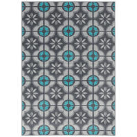 DESIGNER TEPPICH SAMBA MODERN FLIESENOPTIK - Türkis/Grau, Textil (120/170cm) - Pergamon