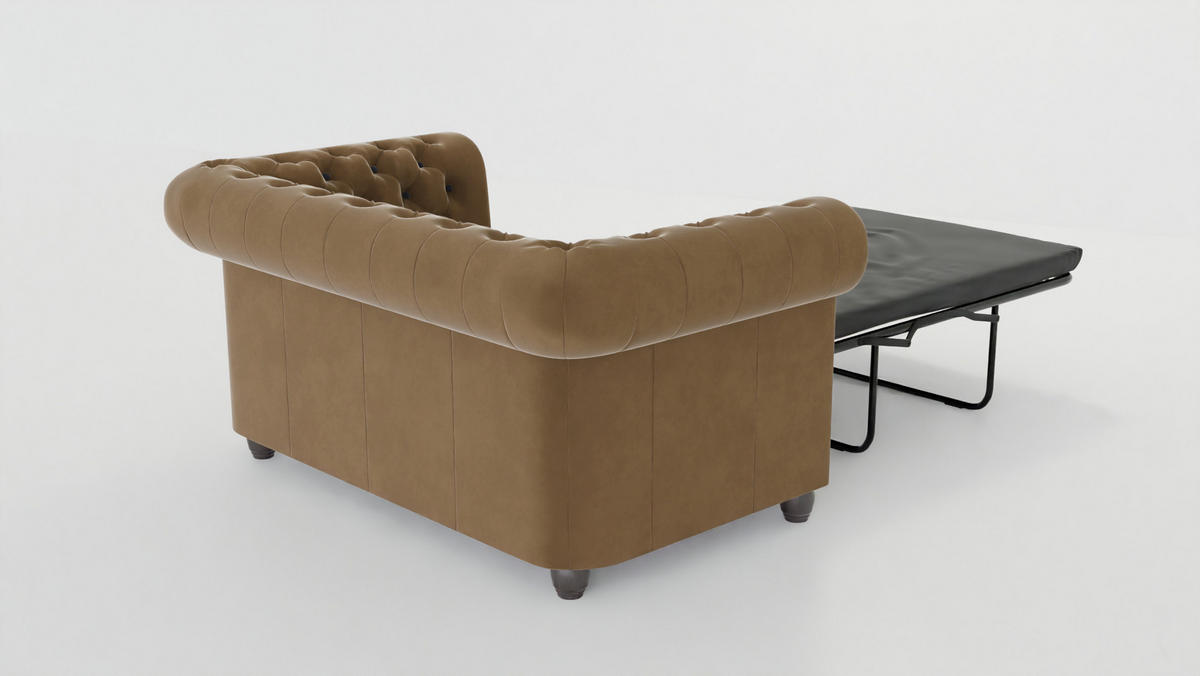 CHESTERFIELD-SOFA 2-sitzer mit Schlaffunktion Nyx Beige Samt - Beige/Braun, Holz/Textil (148/72/86cm) - S-Style Möbel