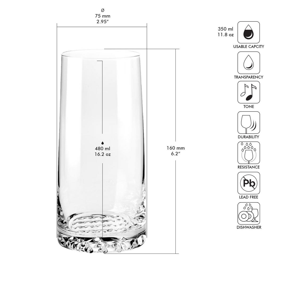 TRINKGLÄSER, 6er-Set, 480 ml - Transparent, Glas (0.48L) - Krosno Glass