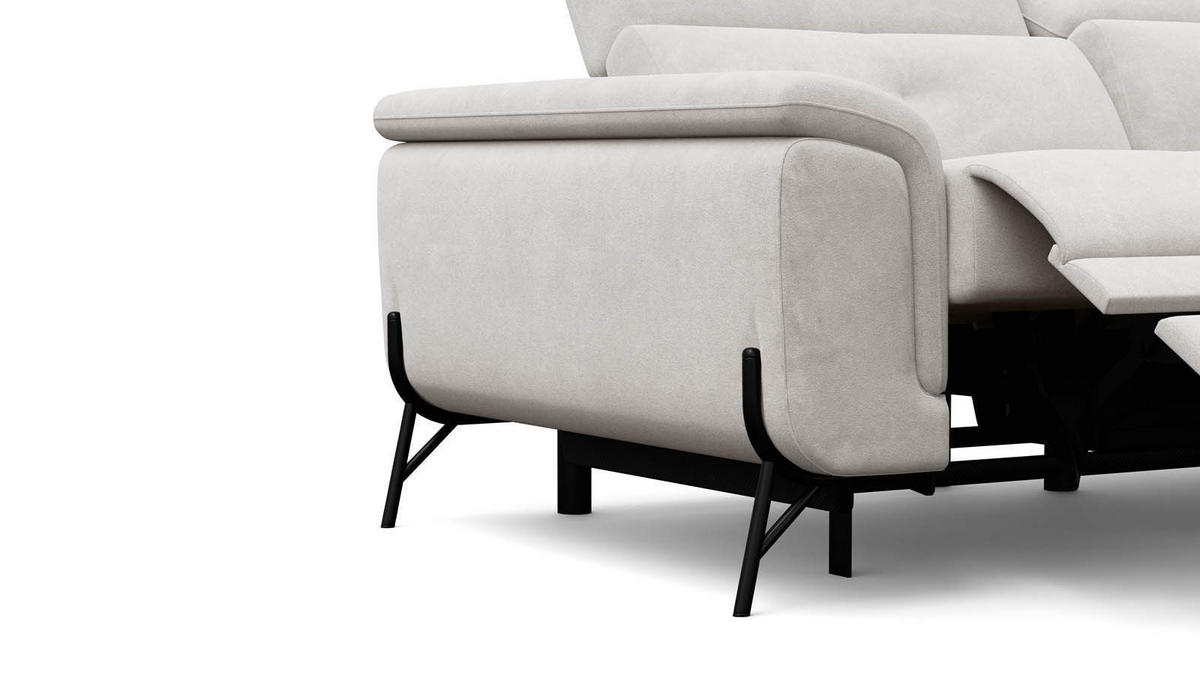 SOFA RELAX AVENA 3-Sitzer, beiger Veloursstoff - Beige/Schwarz, Holz/Textil (204/80/108cm) - Wozimo