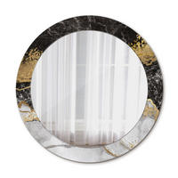 SPIEGEL Ø70 cm Rund mit Aufdruck - Goldfarben, Glas (70/70/0.4cm) - TULUP