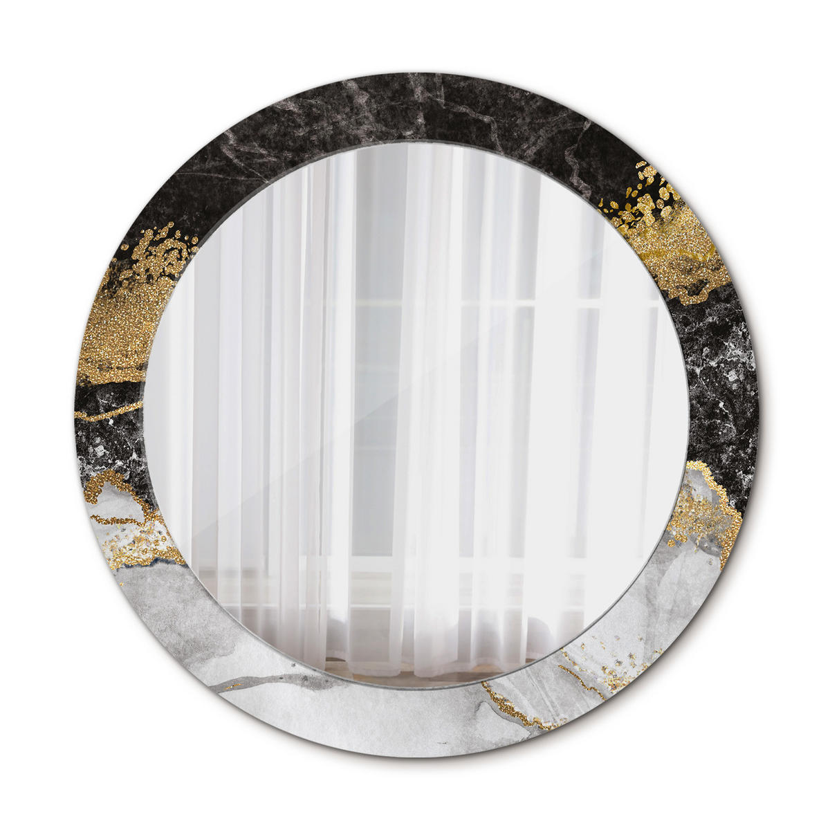 SPIEGEL Ø70 cm Rund mit Aufdruck - Goldfarben, Glas (70/70/0.4cm) - TULUP
