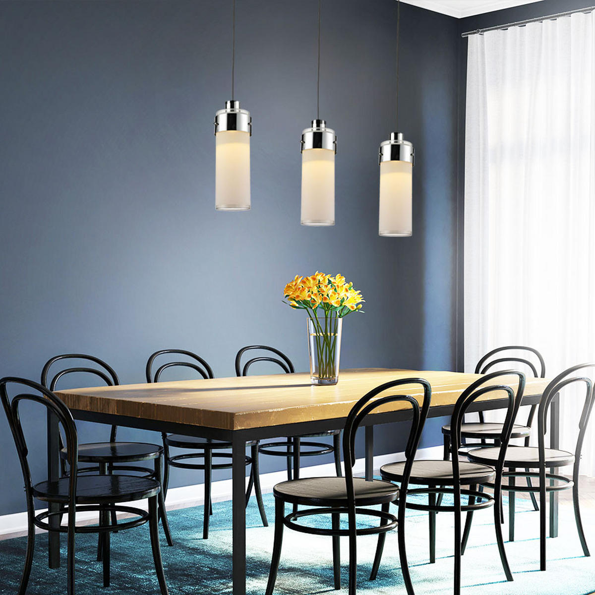 LED HÄNGELEUCHTE CAMEO Chrom Silber - Silberfarben, Glas (11/65/130cm) - Esto