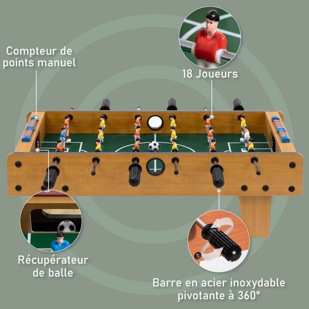 TISCHFUSBALL DE-18847 für Kinder ab 6 Jahren - Naturfarben, Holzwerkstoff (37/69cm) - ComfortXL