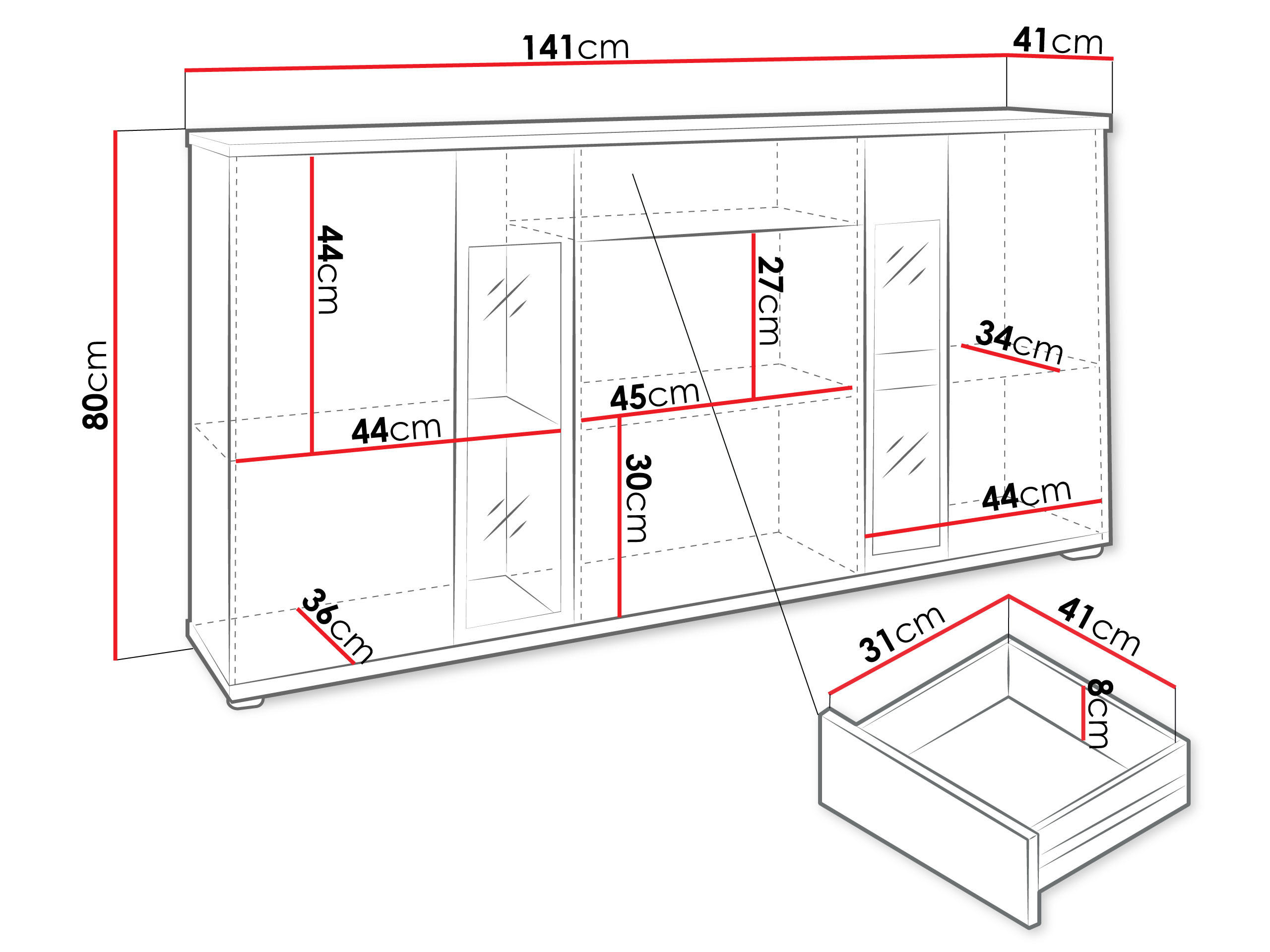 Thumbnail - Mirjan24 Kommode, Sonoma Eiche, Holzwerkstoff, 1 Schubladen, Rechteckig, 141x80x41 cm, Wohnzimmer, Kommoden & Sideboards...