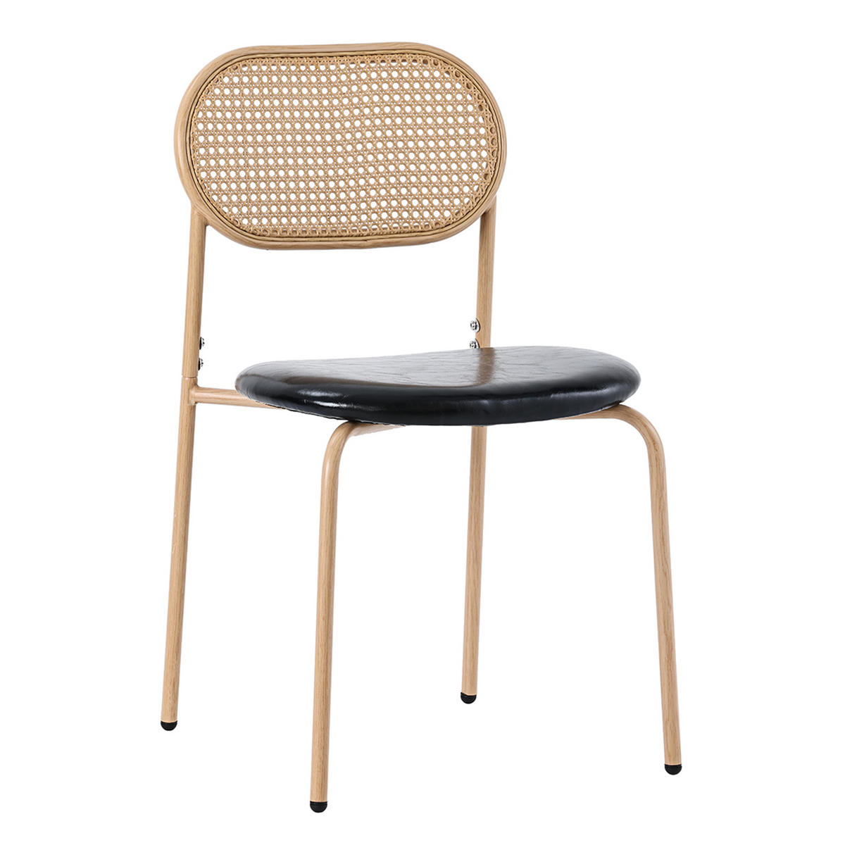 ESSTISCH SET mit Glasplatte & 4 Rattanstühle - Schwarz, Glas/Textil (110/74/65cm) - Urban Meuble