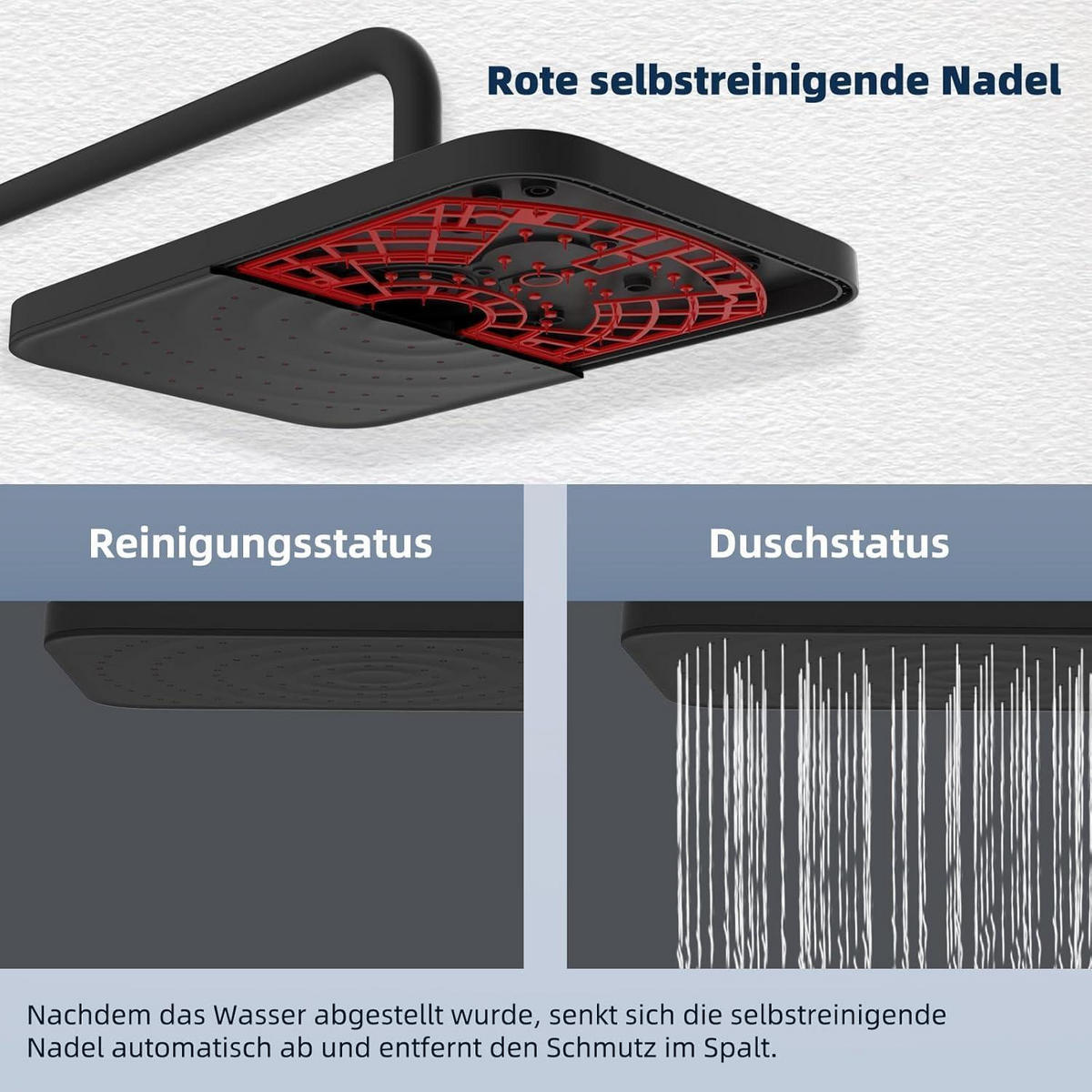 REGENBRAUSE 30 x 20 cm Matt Schwarz Deckenmontiert Air-in Technologie - Schwarz, Kunststoff (20/12.7/30cm)