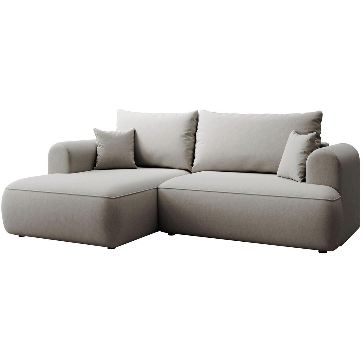 ECKSCHLAFSOFA Ovo Mini Grau Easy-Clean-Samtbezug - Schwarz/Grau, Kunststoff/Textil (238/156cm) - Selsey