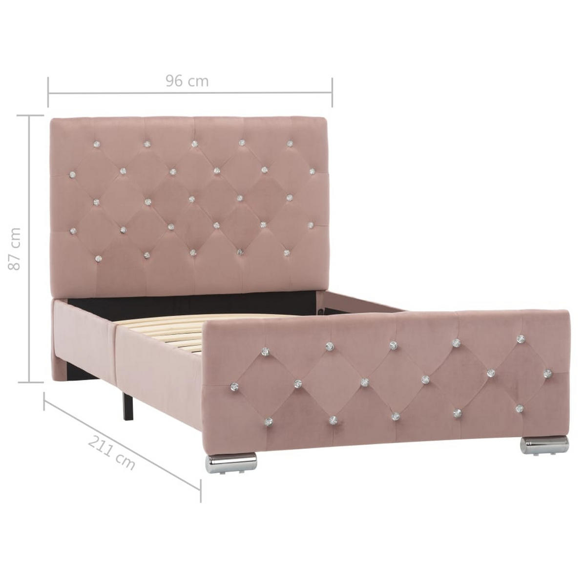 BETTGESTELL Rosa Samt 90/200 Cm - Rosa, Naturmaterialen (90/200cm) - vidaXL