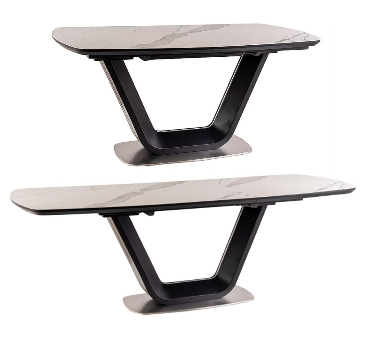 ESSTISCH Accra X / X 160-220 / 90 / 76cm - Weiß, Holz/Keramik (90/220/76cm) - Feldmann-Wohnen