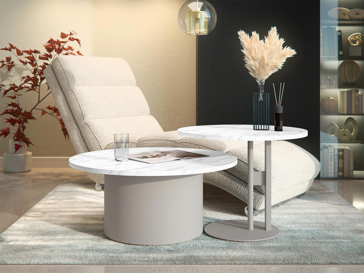 COUCHTISCH-SET Monar Cashmere - Kaschmir/Weiß, Holzwerkstoff/Metall (58/58/45cm) - MIRJAN24