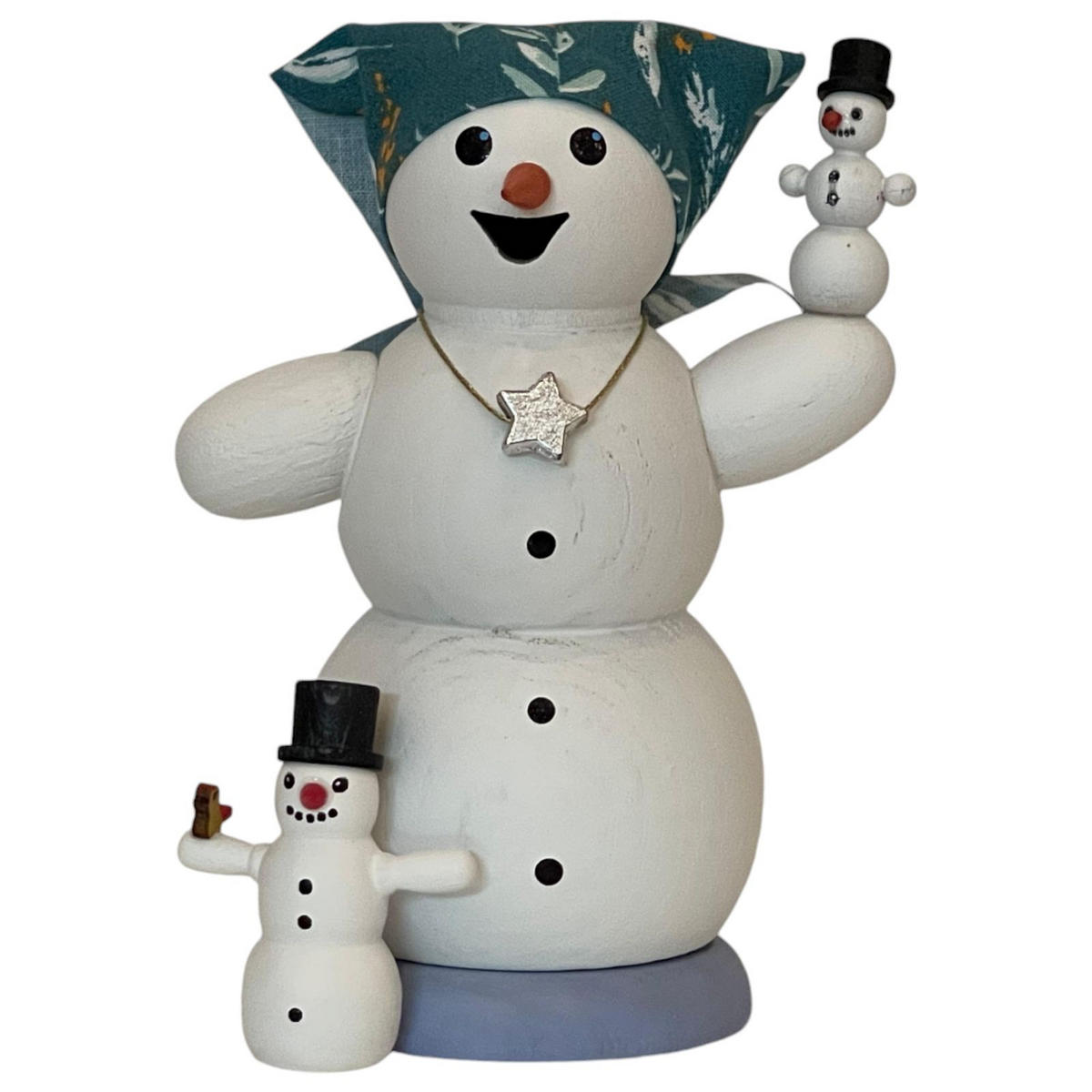 RAUCHFIGUR Schneemann Schneefrau mit 2 Kindern 13 cm - Multicolor, Holz (6/13/10cm)