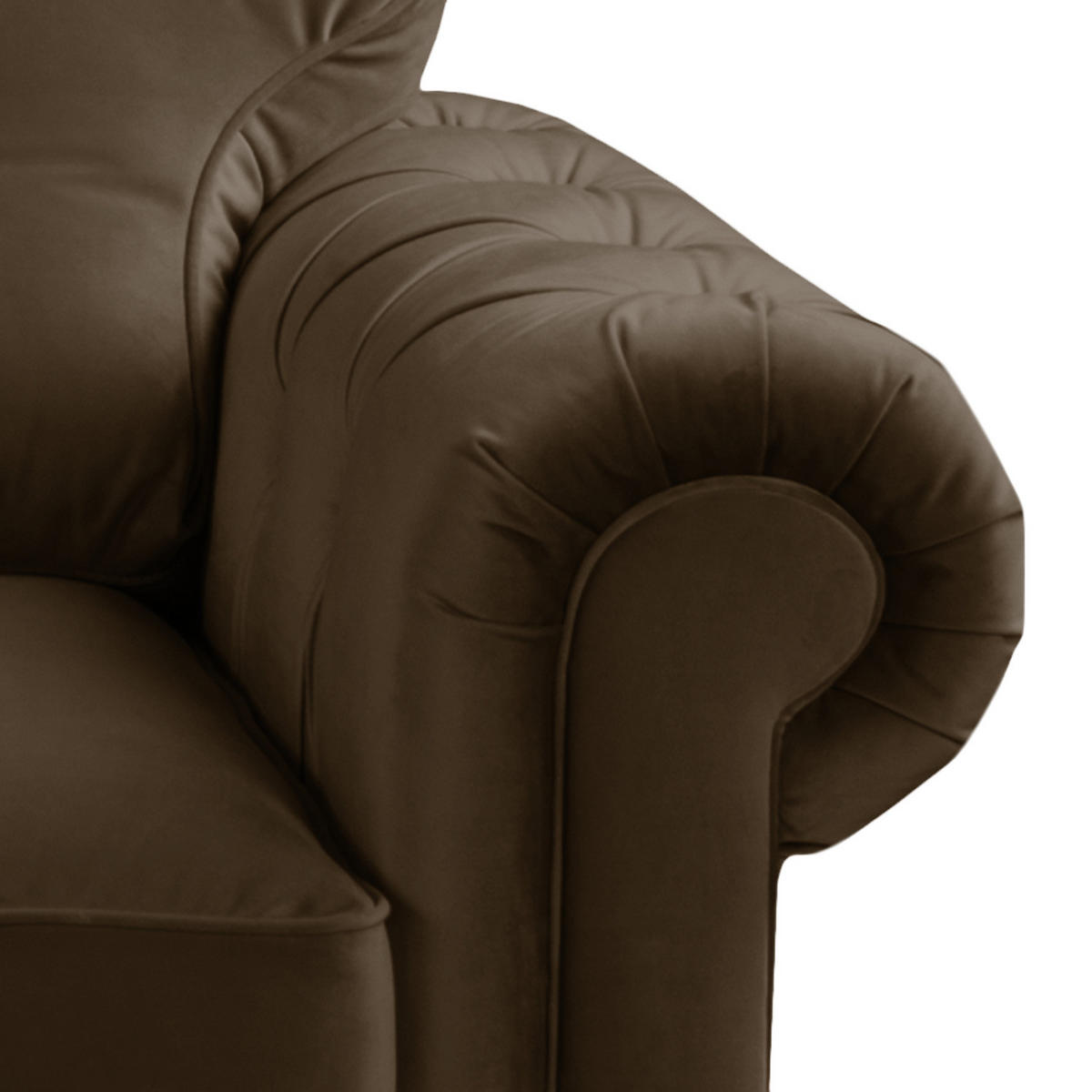 ECKSOFA mit Longchair - Samt - Braun, Holz/Textil (302/166cm) - home24
