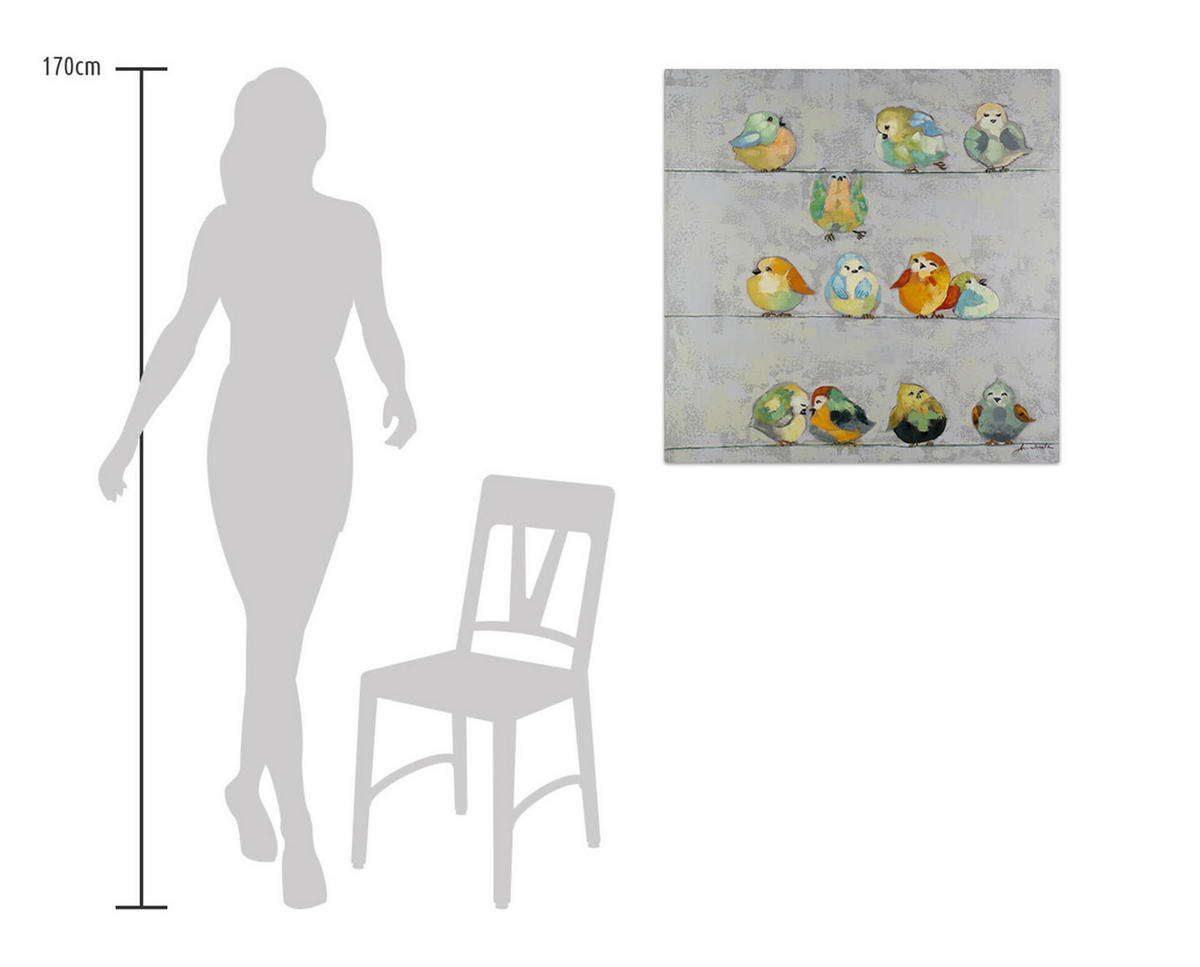 OLEJOMAĽBA 80/80 cm, Zvieratá - sivá, drevo/textil (80/80cm) - KUNSTLOFT