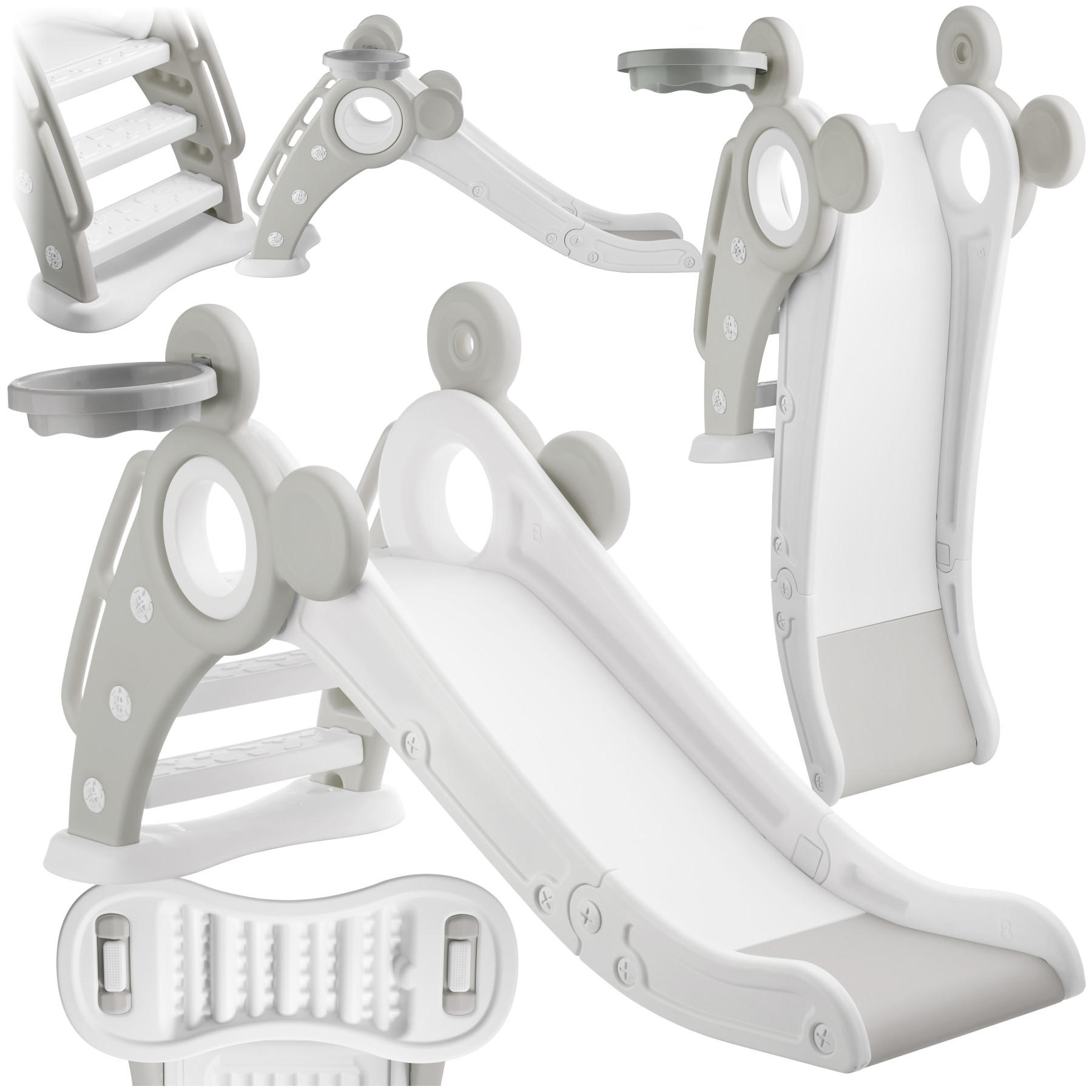 KINDERRUTSCHE Joy,Belastbarkeit 50 kg, 128 x 66,5 x 67,5 cm,grau - Grau, Kunststoff (66.5/67.5/128cm) - tectake