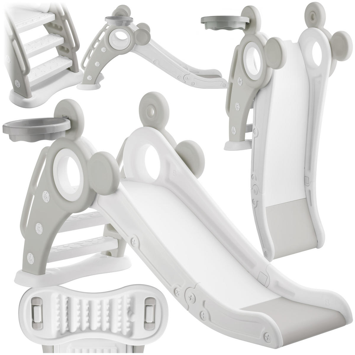 KINDERRUTSCHE Joy,Belastbarkeit 50 kg, 128 x 66,5 x 67,5 cm,grau - Grau, Kunststoff (66.5/67.5/128cm) - tectake
