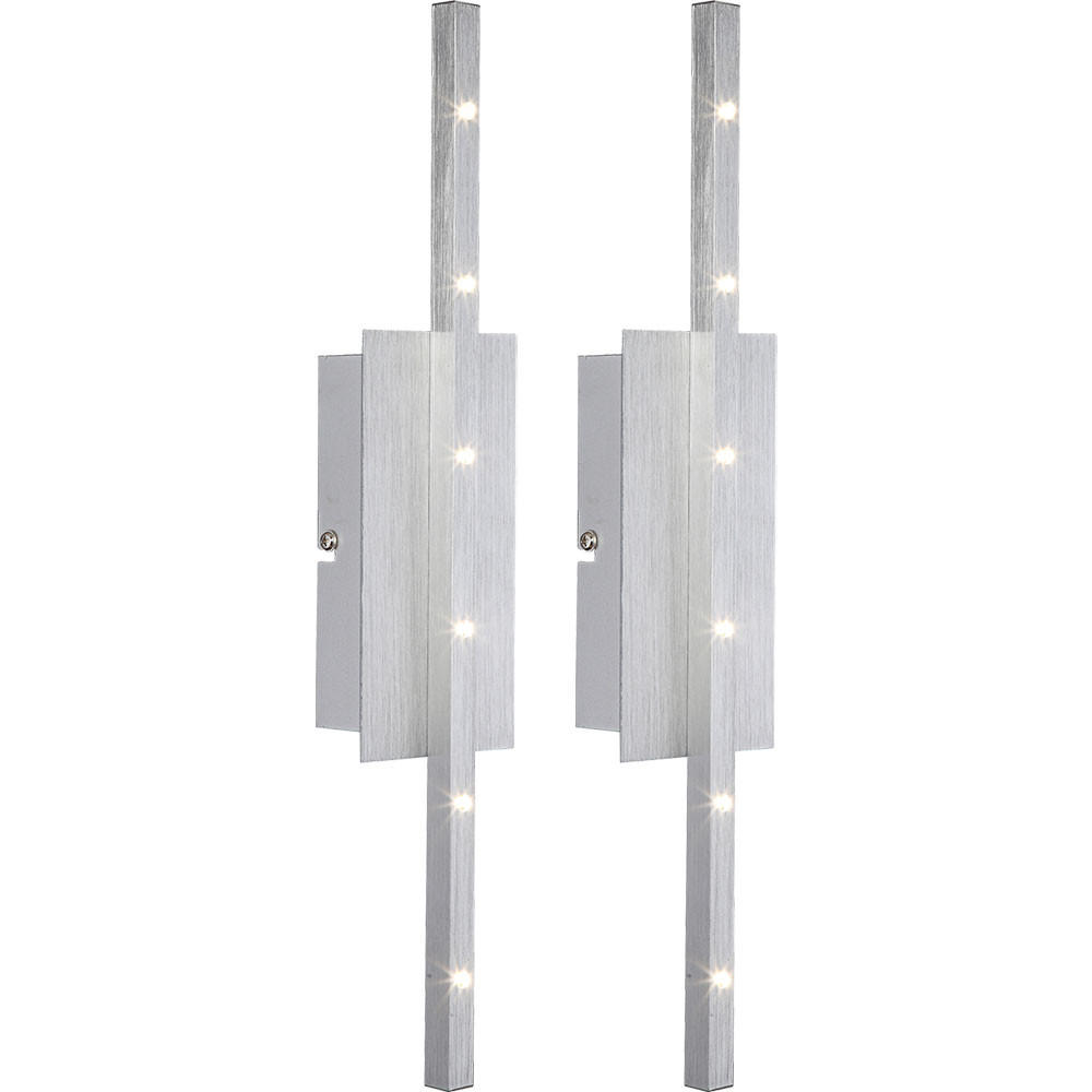 LED WANDLEUCHTE Caliban Weiß gebürstet 2er Set - Weiß, Metall (8/40.5/3cm)