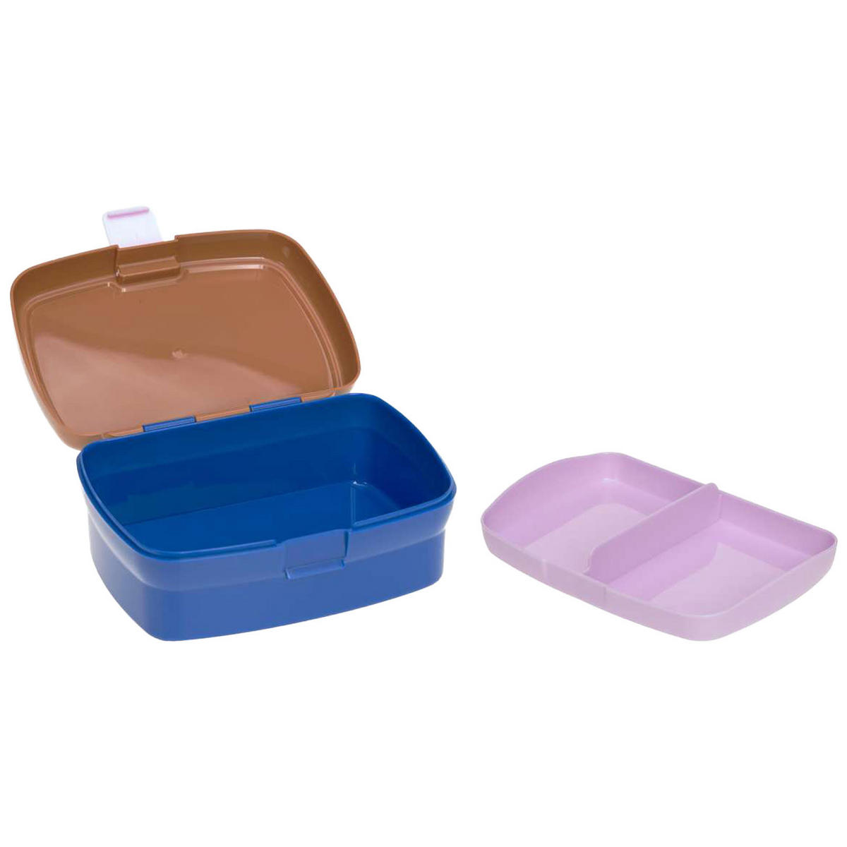 LUNCHSET BROTDOSE & TRINKFLASCHE Little Gang Smile Karamell - Blau/Braun, Kunststoff (7.5/22/20cm) - Lässig