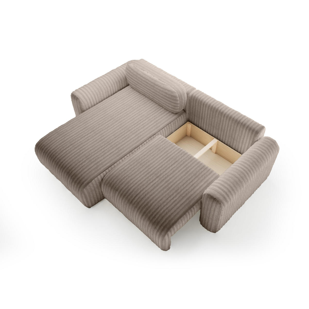 ECKSOFA mit Schlaffunktion Emmen Mini, Hellbraun - Hellbraun, Textil (246/100cm) - Fedve