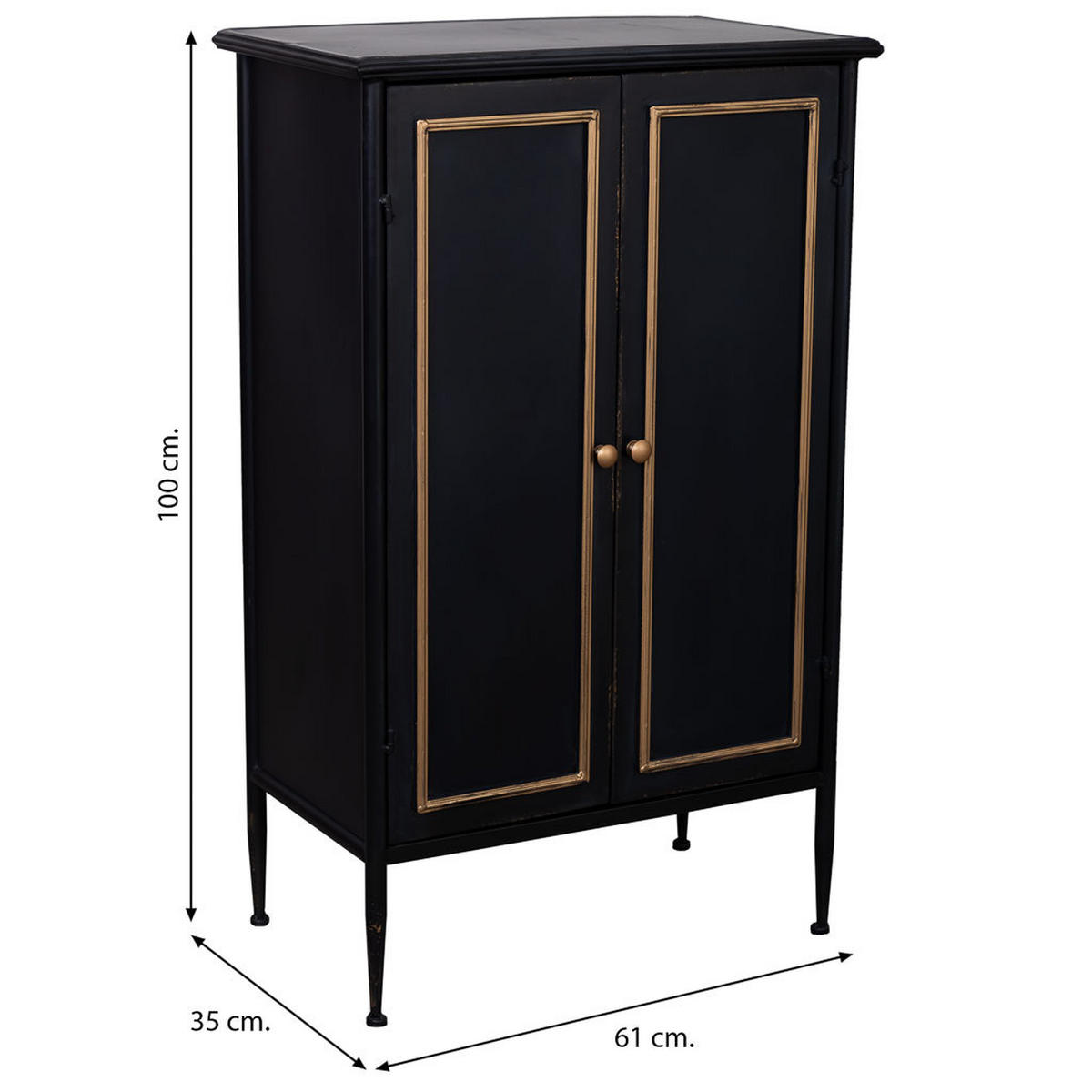SCHRANK mit 2 Türen in gealtertem Schwarz 61x35x100 cm - Schwarz, Metall (61/100/35cm) - Wanderlust