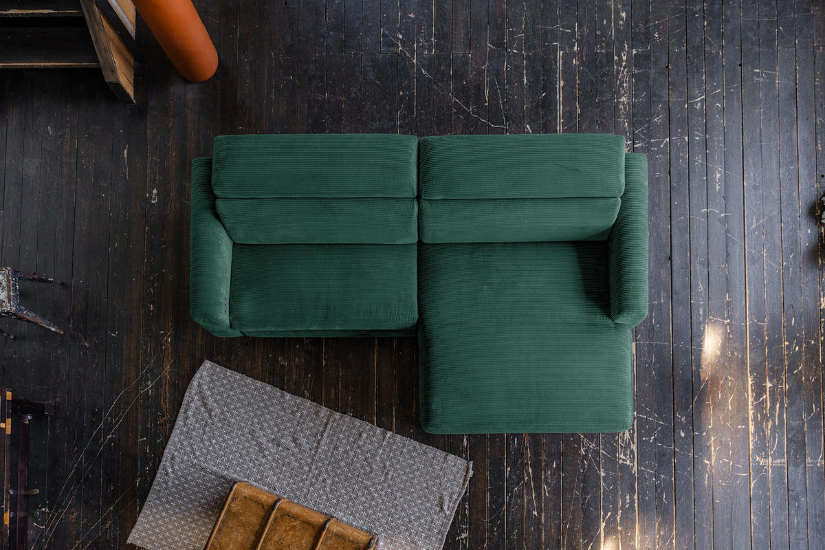 ECKSOFA LAISKA Smaragdgrün Cord - Smaragdgrün/Schwarz, Textil/Metall (282/177cm) - KAWOLA