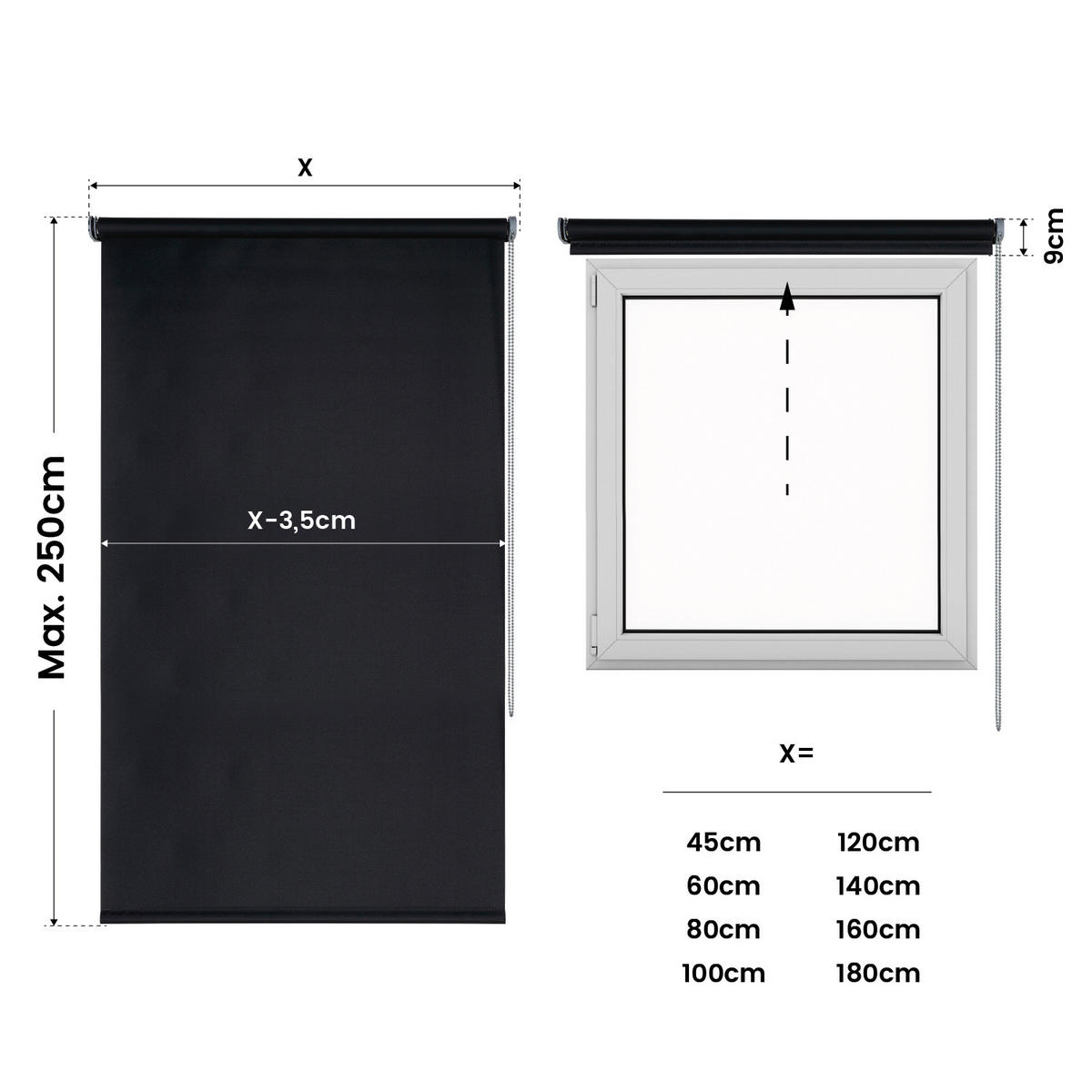 VERDUNKELUNGSROLLO Schwarz 140x250 cm - Schwarz, Kunststoff (140/250cm) - STORESDECO