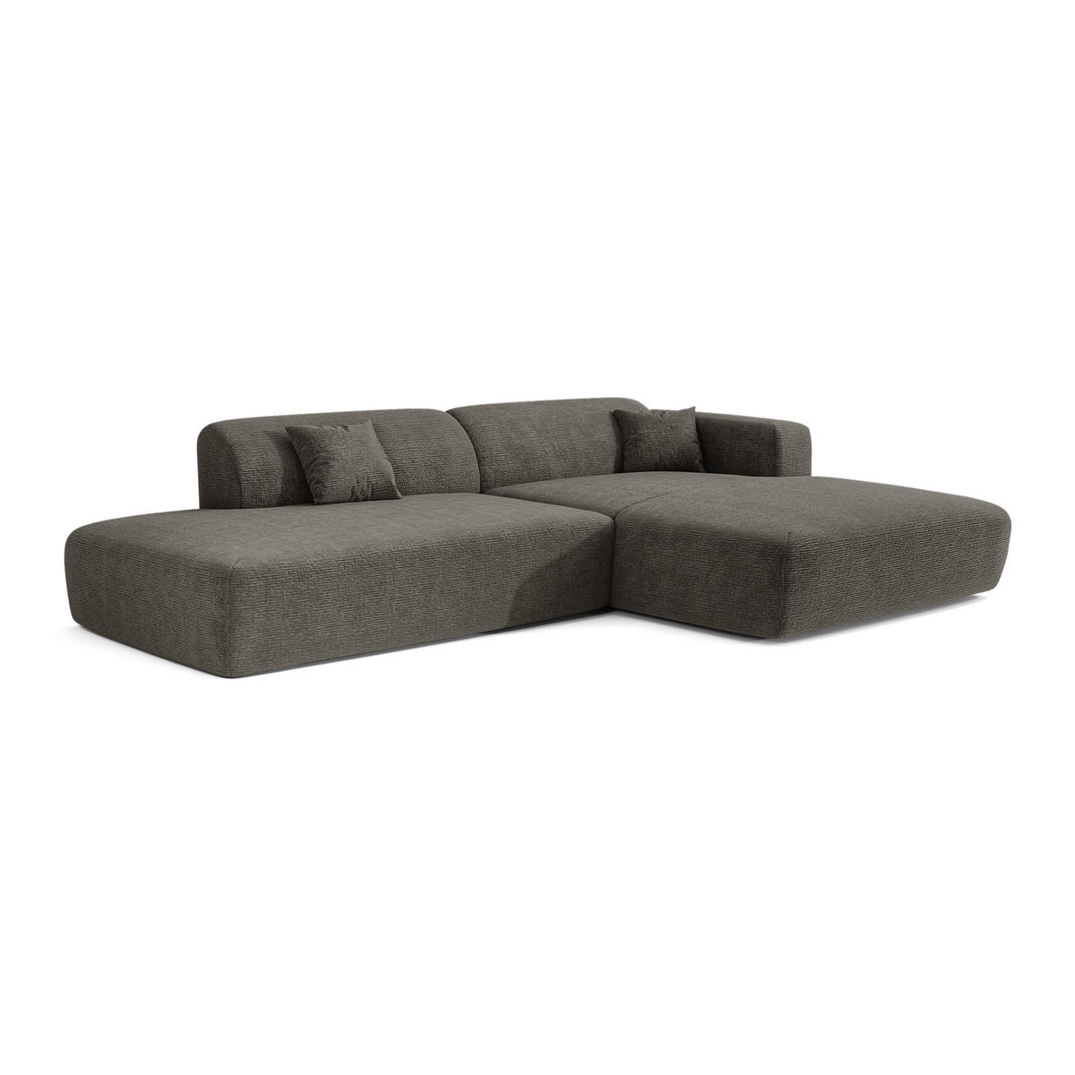 ECKSOFA RECHTS Gemusterter Samt Grau 310cm - Grau, Textil (300/96cm) - Sia Home