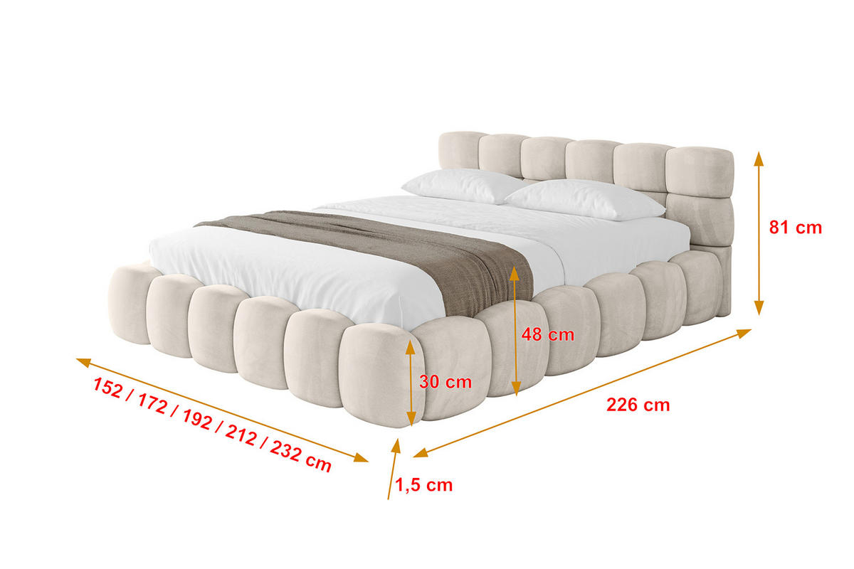 POLSTERBETT mit Bettkasten und Lattenrost, Bett mit Matratze H3/H4 - LEYA-v1 120x200 Beige - Beige, Holzwerkstoff/Textil (120/200cm) - ALTDECOR