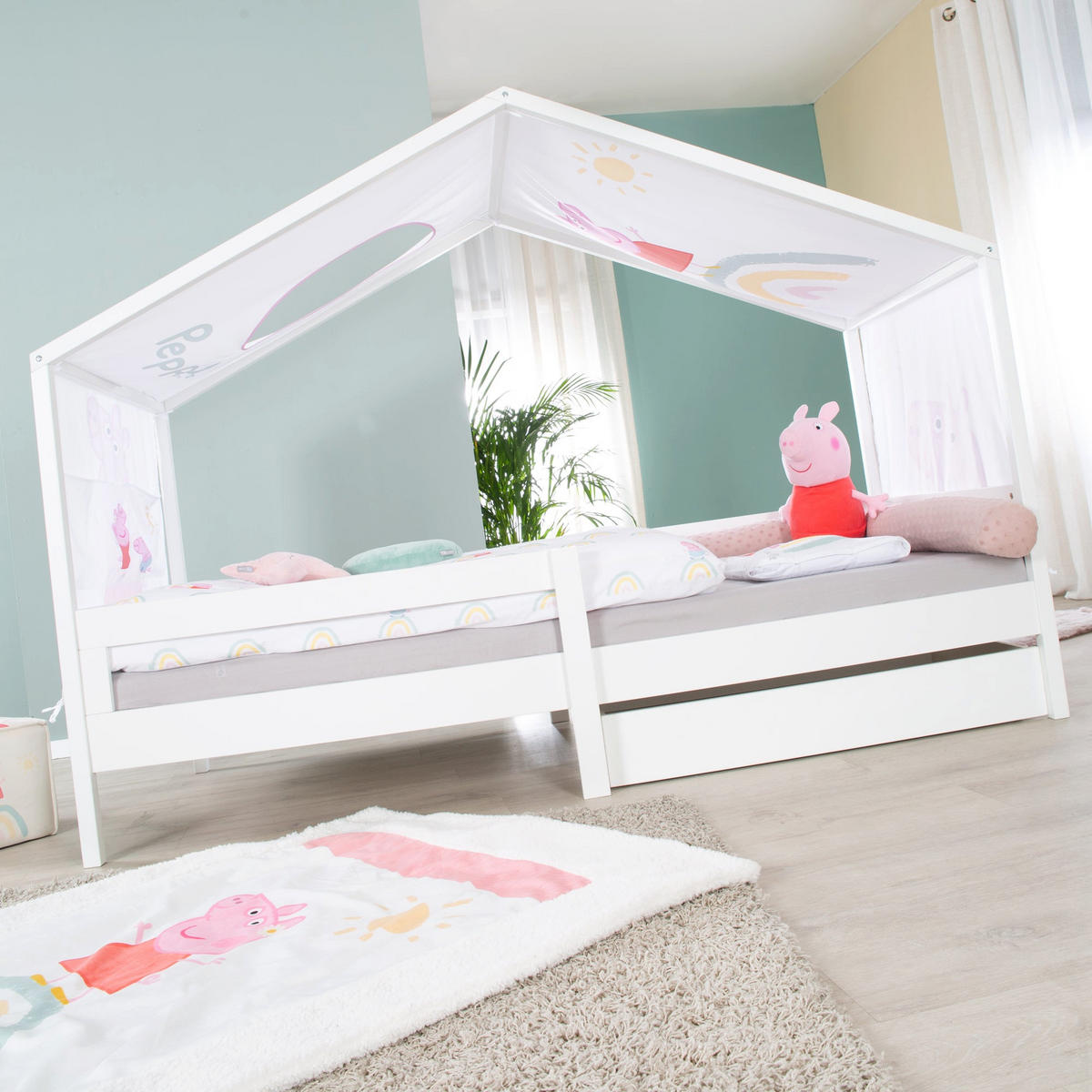 HAUSBETT 90 x 200 cm hoch weiß - Weiß, Holzwerkstoff (90/200cm) - Roba