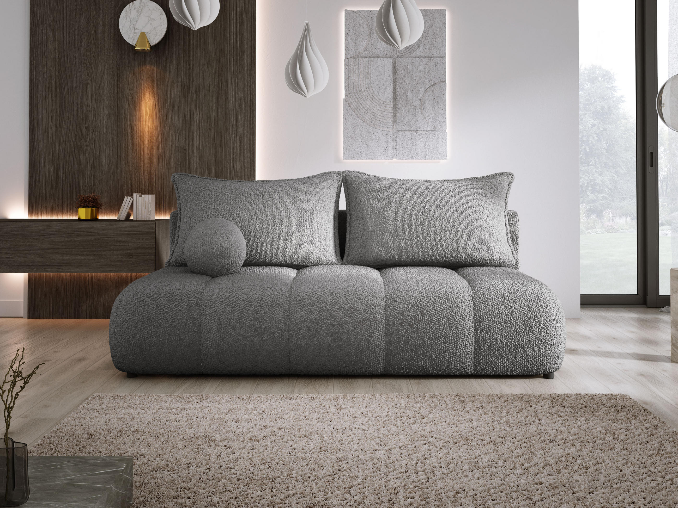 Thumbnail - DomoHome Sofa, Blaugrau, Textil, Rechteckig, 205x97x105 cm, Wohnzimmer, Sofas & Couches, Schlafsofas