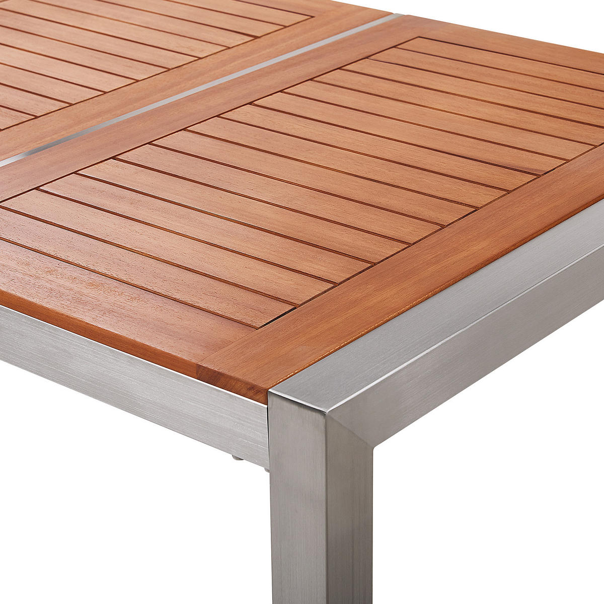 GARTENMÖBEL SET 6-Sitzer Eukalyptusholz Textilbespannung weiß Grosseto - Hellbraun/Silberfarben, Holz - Beliani