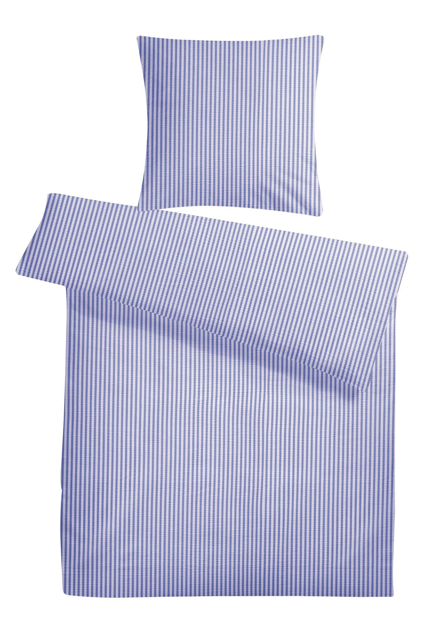 SEERSUCKER-BETTWÄSCHE 135x200 gestreift Sommer Bettbezug Bügelfrei aus 100% Baumwolle, Bettbezüge Streifen Muster Blau - Weiß, Textil (135/200cm) - Carpe Sonno