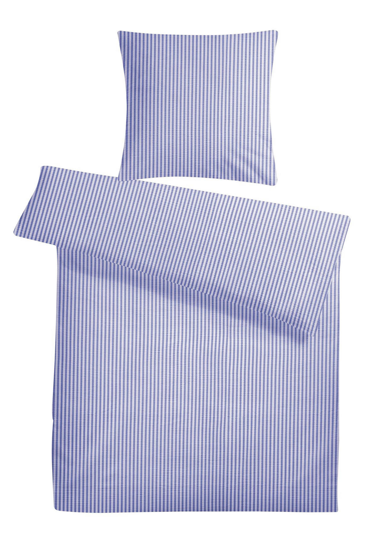 SEERSUCKER-BETTWÄSCHE 135x200 gestreift Sommer Bettbezug Bügelfrei aus 100% Baumwolle, Bettbezüge Streifen Muster Blau - Weiß, Textil (135/200cm) - Carpe Sonno