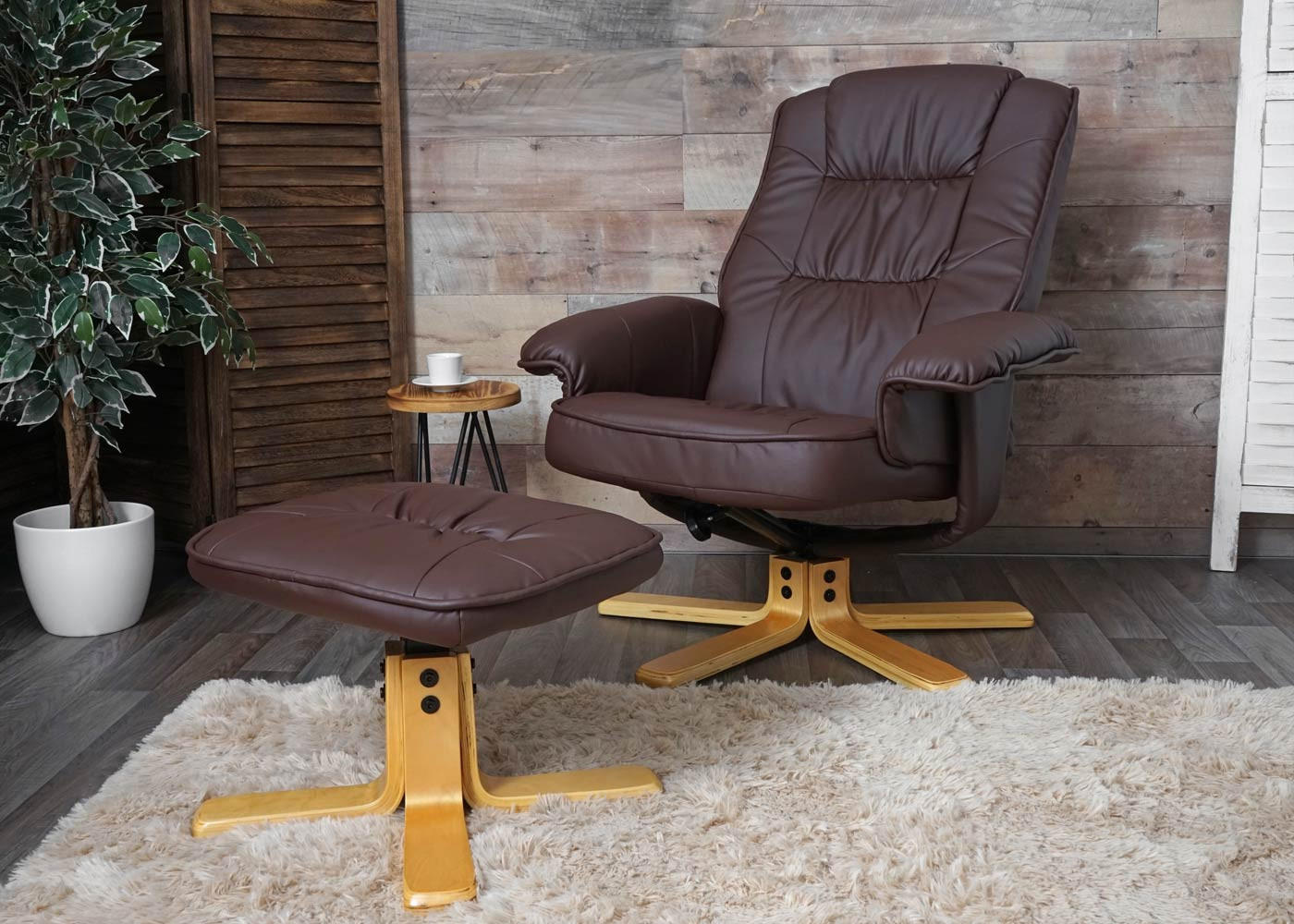 RELAXSESSEL MIT HOCKER Rotbraun - Rotbraun, Textil (80/100/105cm) - MCW