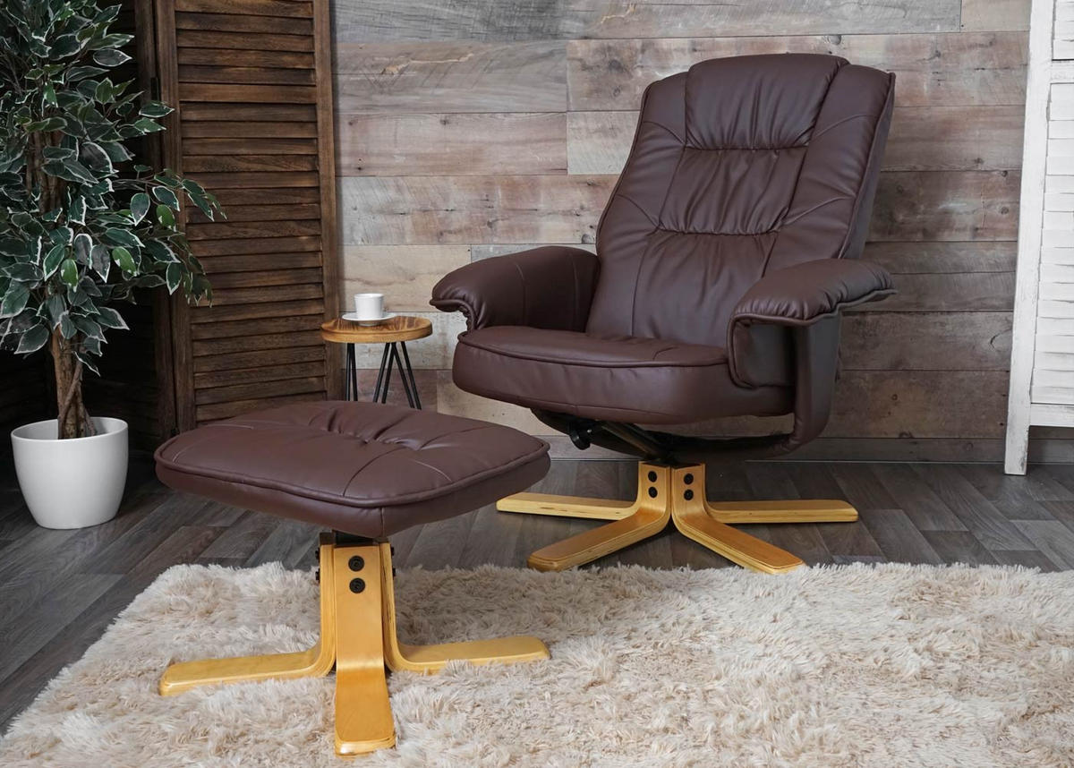 RELAXSESSEL MIT HOCKER Rotbraun - Rotbraun, Textil (80/100/105cm) - MCW