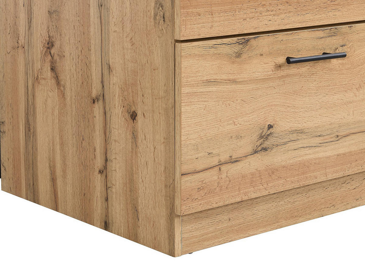 KÜCHENINSEL mit 6 Schubladen aus MDF & Metall - Schwarz & Holzfarben hell - ALEGRITA - Schwarz, Holz (126/80/104cm) - Vente-Unique