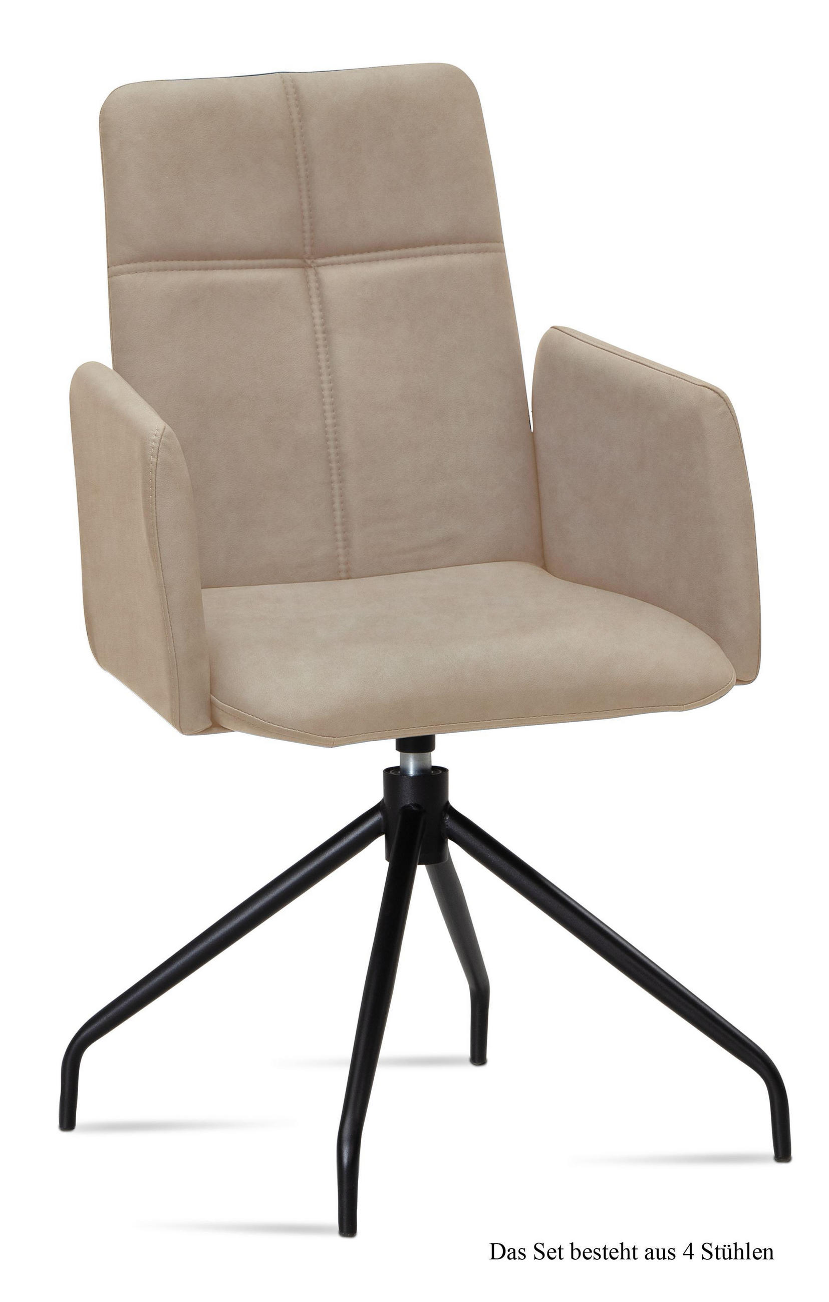 ARMLEHNSTUHL drehbar (4er-Set) Doanna 52x92x60 Schwarz/Natur - Schwarz/Naturfarben, Kunststoff (60/92/52cm) - 58aufmkessel