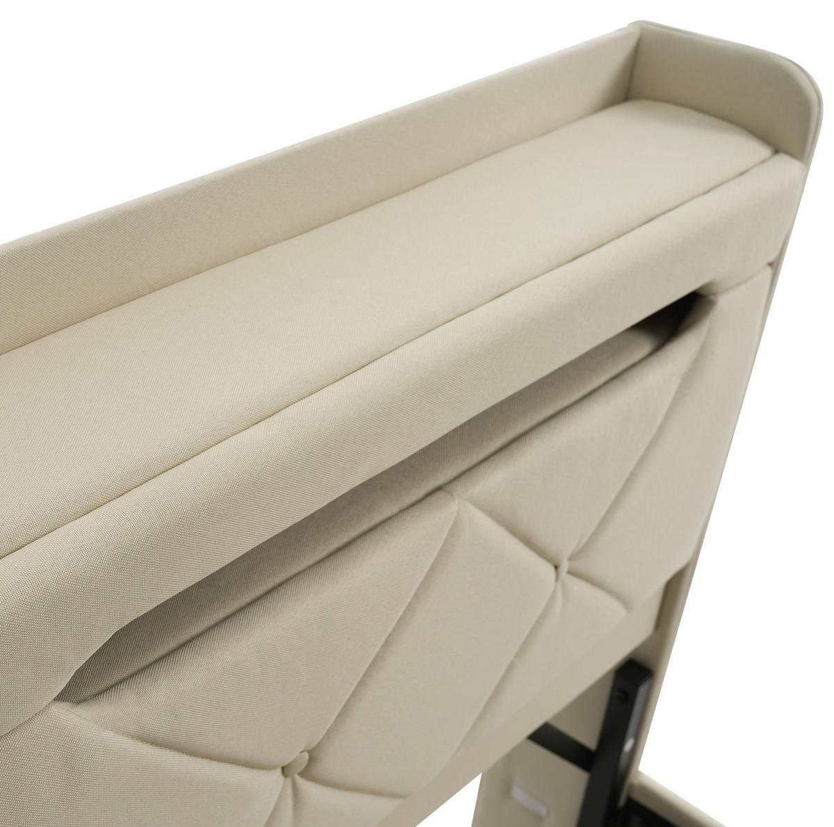 POLSTERBETT aus Leinen 140x200 cm in Beige mit LED, USB-C & Stauraum - Beige, Textil (140/200cm) - Modfu